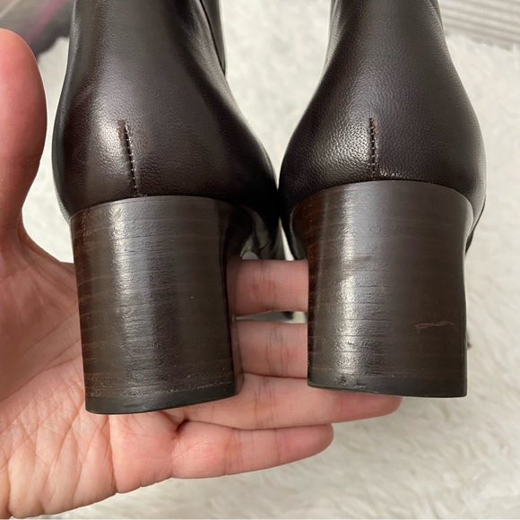 Cole Haan Made in Italy Brown All Leather Mid Boots, side zip low heel sz 11 AA - Picture 9 of 11